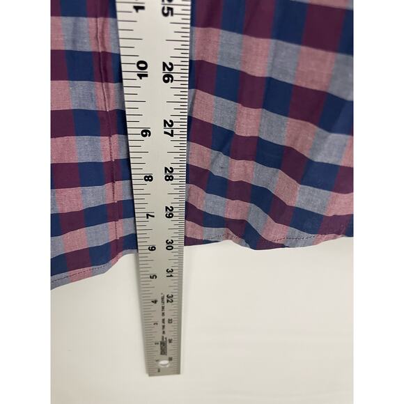 Banana Republic Medium Button Shirt Slim Fit Long Sleeve Blue Red Plaid Gray - Picture 7 of 10